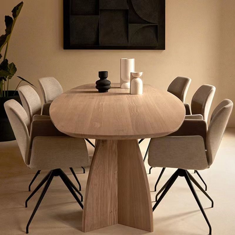 Pine Solid Wood Dining Table Double Pedestal Table for Kitchen