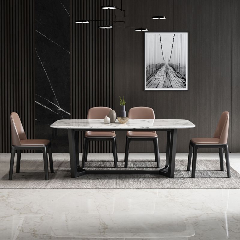 5/7 Pieces Modern White Marble Top Wooden Frame Dining Set for Home