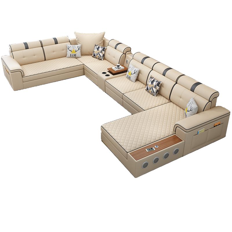 Modern Faux Leather Sofa Stain-Resistant Pillow Top Arm Furniture Sectionals