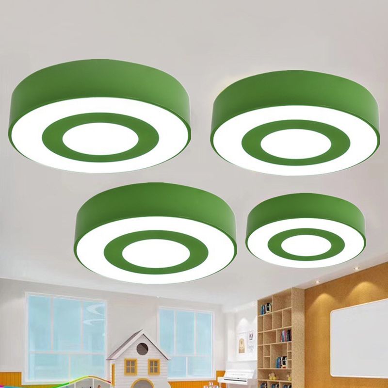 Circulaire DEL Flush Mount Light Simplicité Metallic Kindergarten Ceiling Light Flush Mount