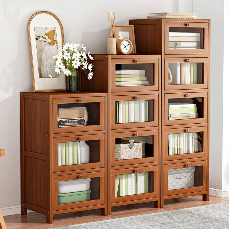 Modern Brown Accent Cabinet with Acrylic Doors Rectangle Cabinet