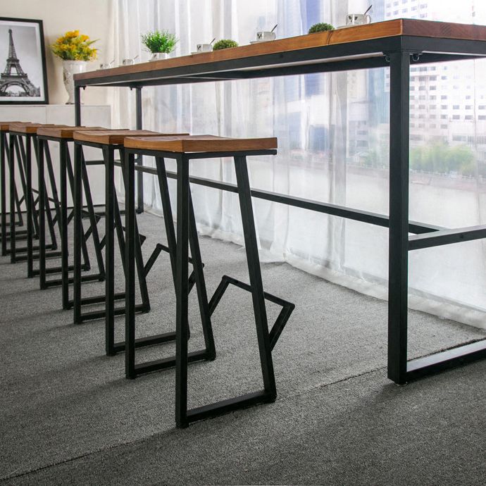 Brown Modern Style Bar Table Solid Wood and Iron Breakroom Bar Table