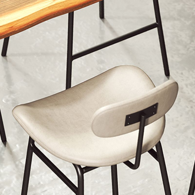 Faux Leather Bar Stools Scandinavian Low Back Armless Barstool with 4 Iron Legs
