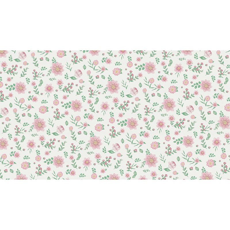 Plant Illustration Resistant Mural Wallpaper Environment Friendly Sleeping Room Wall Mural
