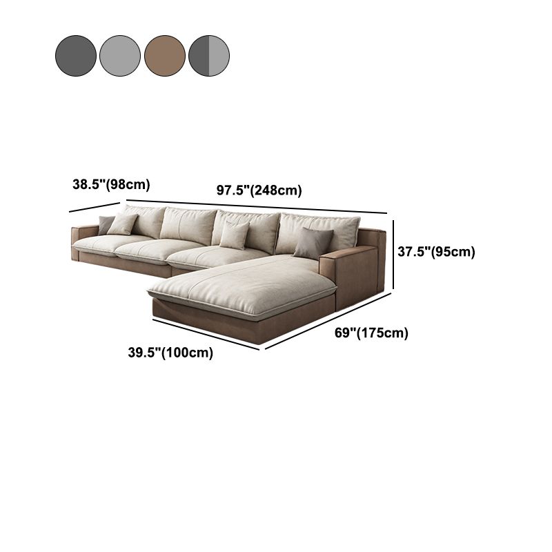 Scandinavian Pillow Back Sectional with Square Arm for Living Room