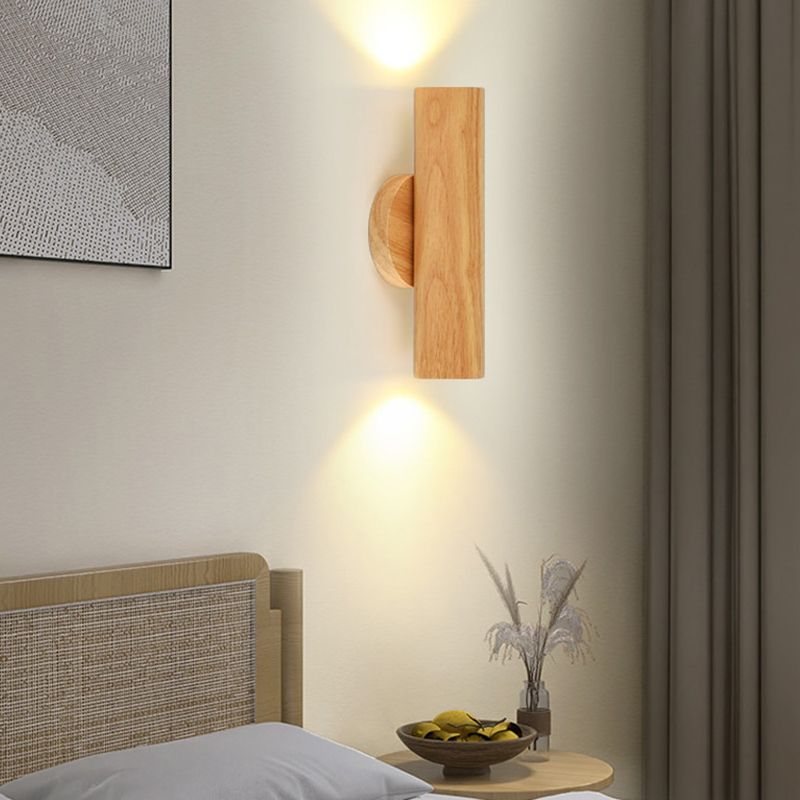 Contemporary Wood Wall Light Cylinder Lighting for Living Room