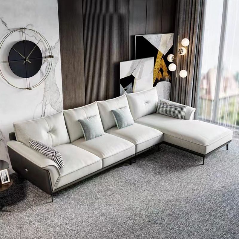 Black 4-seat Flared Arm Sectional Pillow Back Stain-resistant Sectional