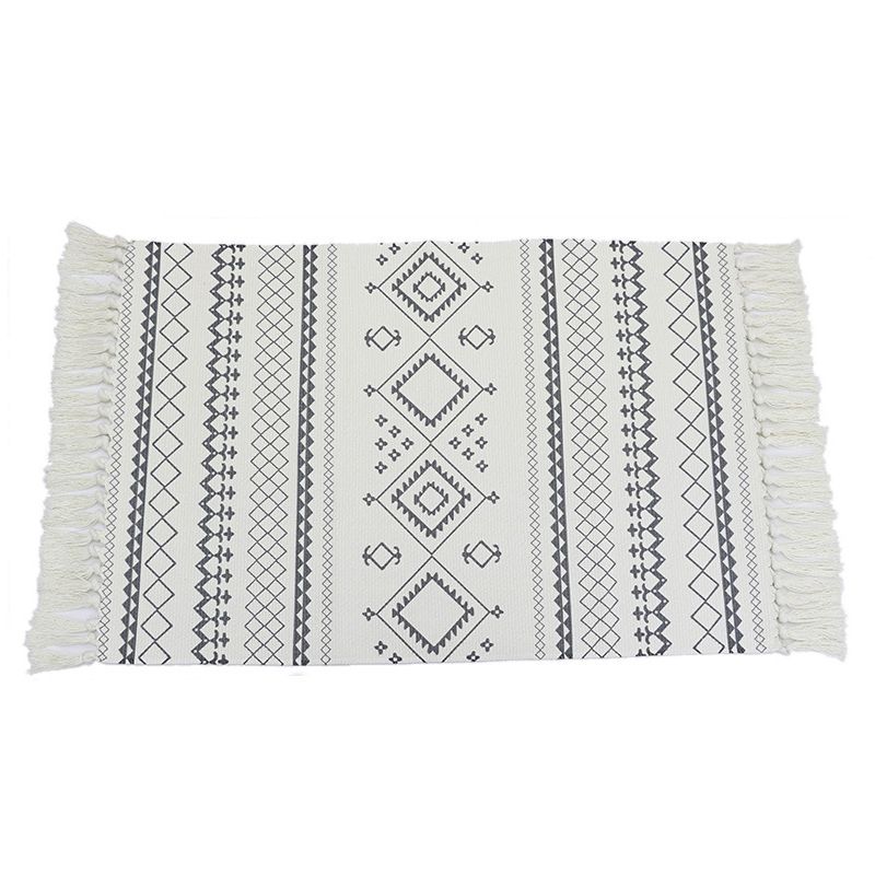 Simple Native American Rug Traditional Cotton Blend Carpet Washable Rug with Fringe for Bedroom