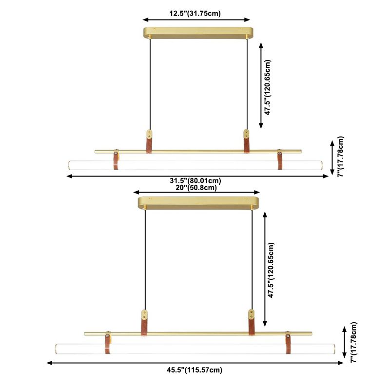 Modern Metal Island Lights Linear 1-Light Restaurant LED Hanging Lamp with Acrylic Shade
