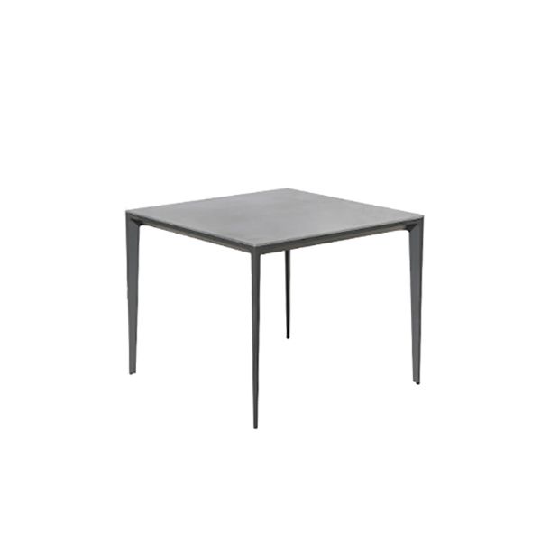 Modern Style Stone Courtyard Table Geometric Aluminum Base Outdoor Table