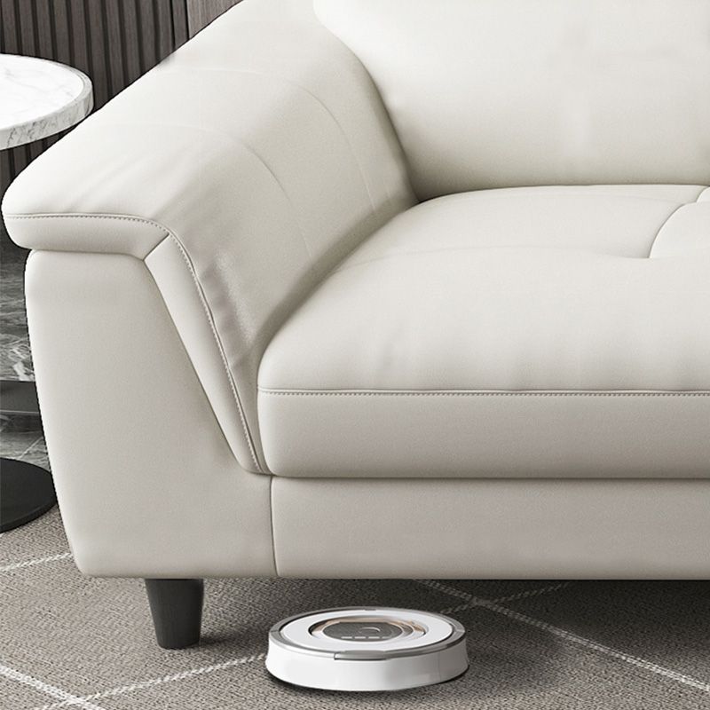 Modern Cream High Back Sofa and Chaise Pillow Top Arm Leather Sectional