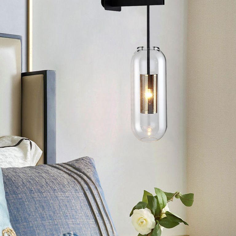 Zylinder klares Glas -Leuchte -Beleuchtung moderne 1 hellschwarz/goldene Wandmontageleuchte