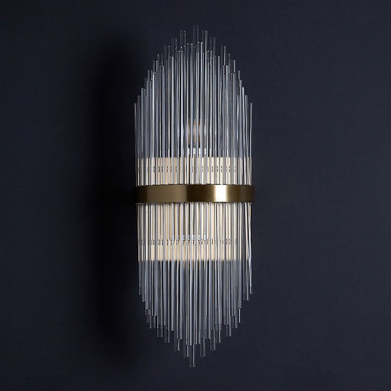 Post-Modern Wall Sconce Gold Wall Light Fixture with Crystal for Bedroom