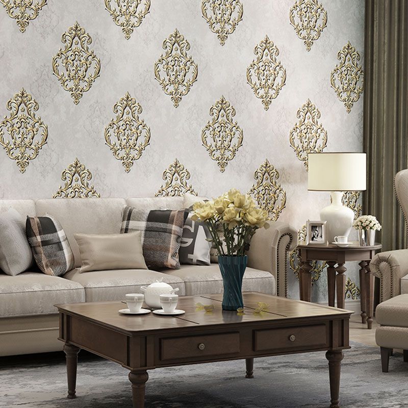 Pastel Color 57.1 sq ft. Wallpaper Non-Woven Moisture-Resistant 3D Print Damask Design Wall Covering