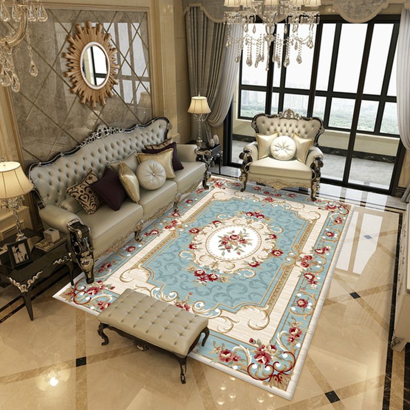 Nostalgia Medallion Print Rug Classical Polyester Carpet Non-Slip Backing Area Rug for Living Room