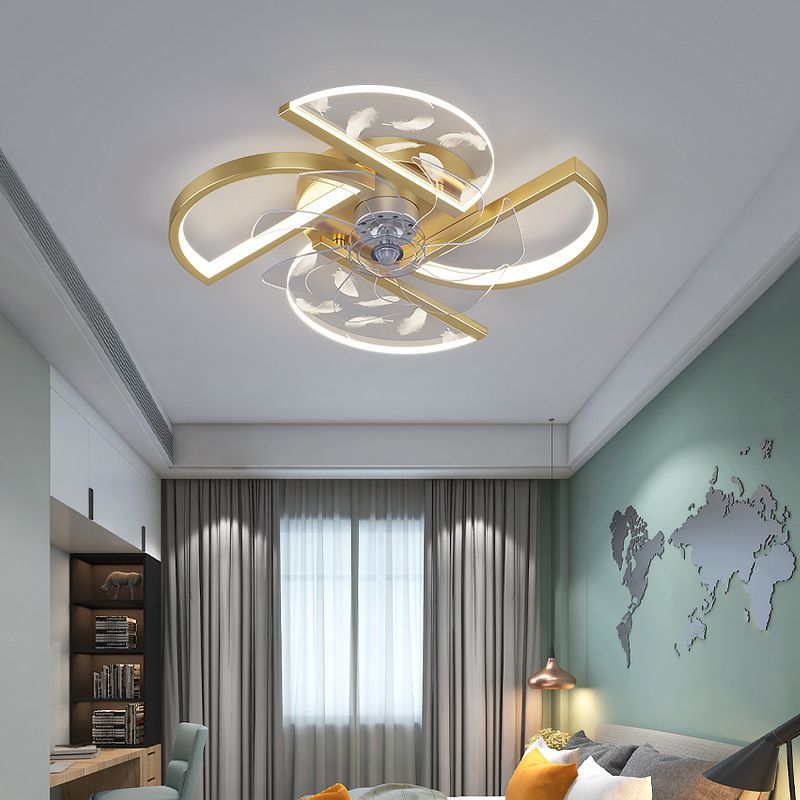 Nórdico Ventilador LED de dormitorio acrílico en forma de montura de montaje en forma de viento