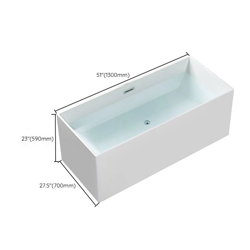 Modern Freestanding Soaking Bathtub Rectangle Acrylic Bathtub in White