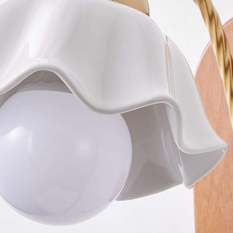 Contemporary White Shade Wall Light 1-Light Wall Mounted Light Fixture for Bedroom