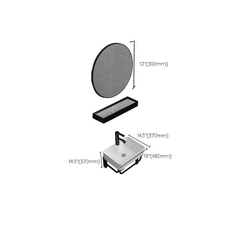 Bathroom Sink Ceramic White Wall-mounted Rod Handle Faucet Sink