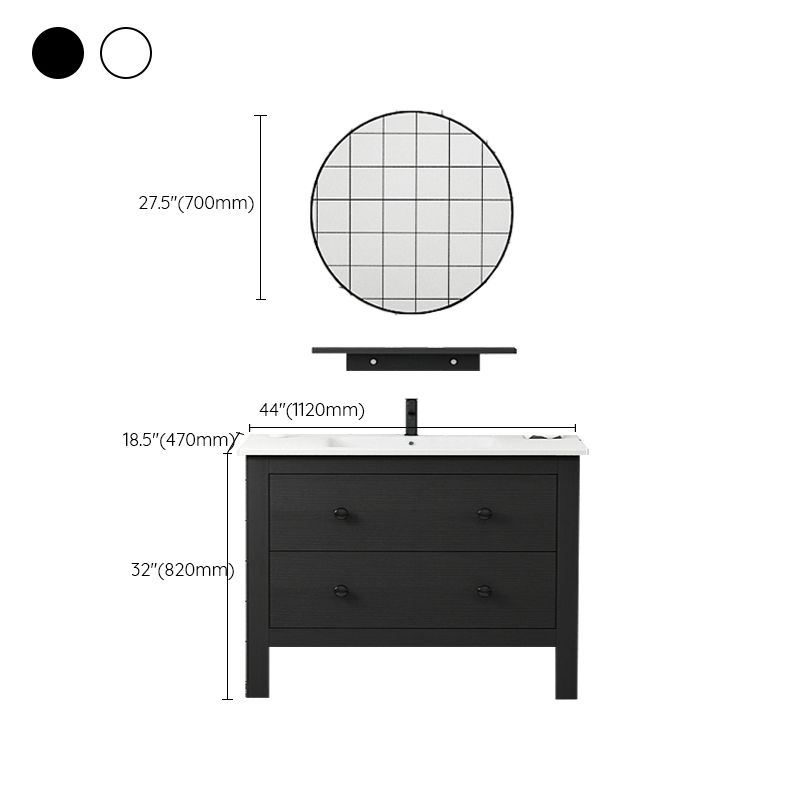 Freestanding Vanity Drawers Single Sink Rectangle Wood Frame Bathroom Vanity with Mirror