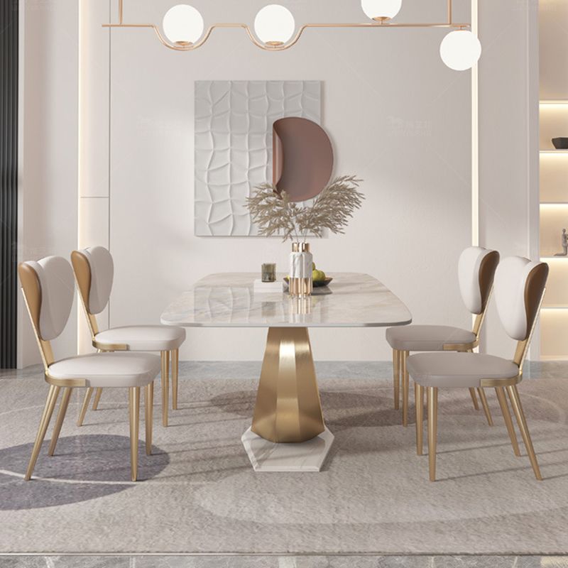 Nordic Glam Rectangle Sintered Stone Table Set 1/4/5/7/9 Pieces Dining Set