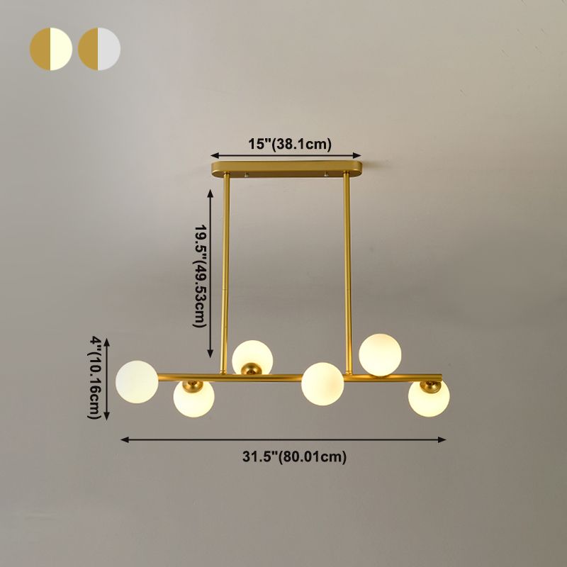 Nordic Modern Island Lighting Glass Chandelier Light Fixture for Dining Room