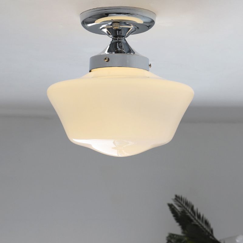 Glass Geometric Flush Mount Lights Contemporary Style 1 Light Flush Ceiling Light in White