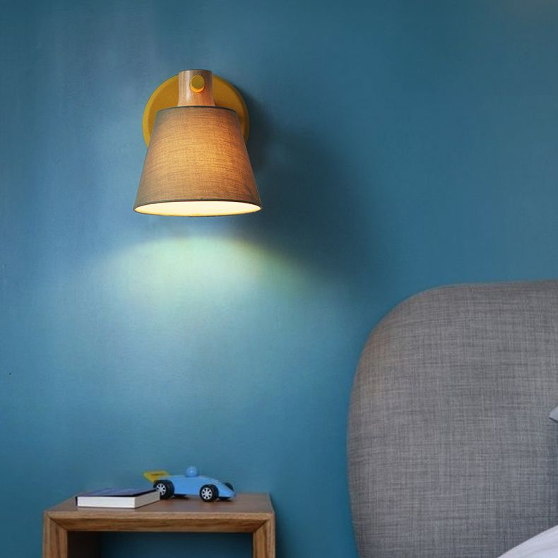 Cone Wall Wall Mount Light Fixture Modern Style Fabric Bedroom Wall Lighting Fixture
