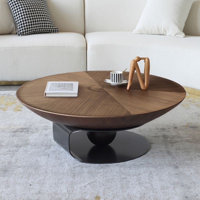 Round Square Block Base Wood/glass Modern Style Coffee Table