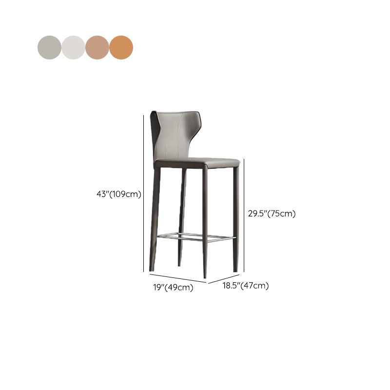 Indoor Faux Leather Counter Chair Contemporary Metal Legs Bar Stools
