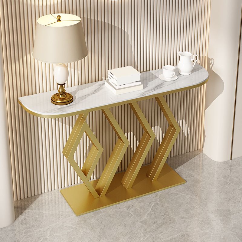 Glam Iron Half Moon Console Table Stain Resistant for Outdoor Console Sofa Table