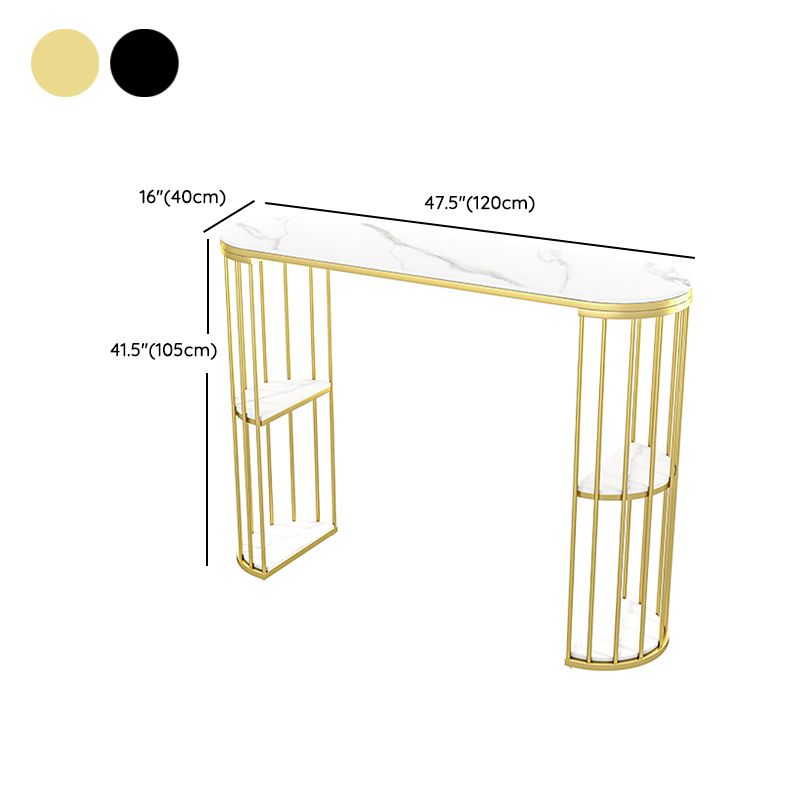 Modern Style Bar Table Oval Stone Storage Bar Table for Living Room