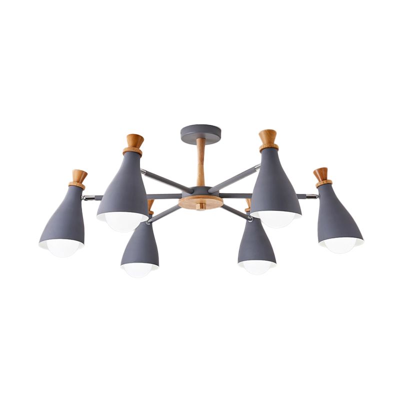Woonkamer halve fles kroonluchter 6/8 koppen metaal macaron loft snoep gekleurd hanglamp in grijs/wit
