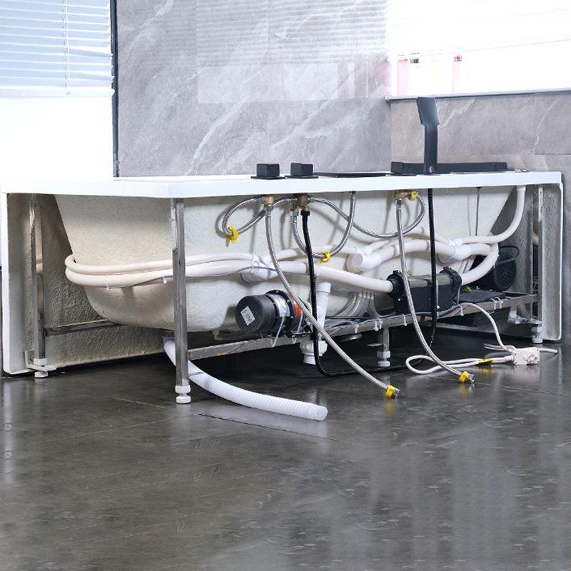 Modern Soaking Freestanding Bathtub White Acrylic  Rectangular Bath Tub
