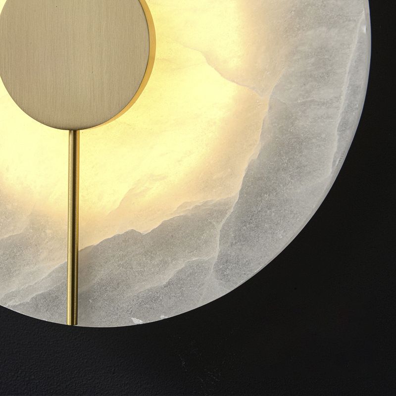 Brass and Stone Wall Lighting Round / Oval LED Wall Mounted Fixture in Gold