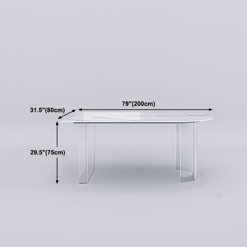 Stone Center Top Dining table Acrylic Double Pedestal Modern White Dinette Table