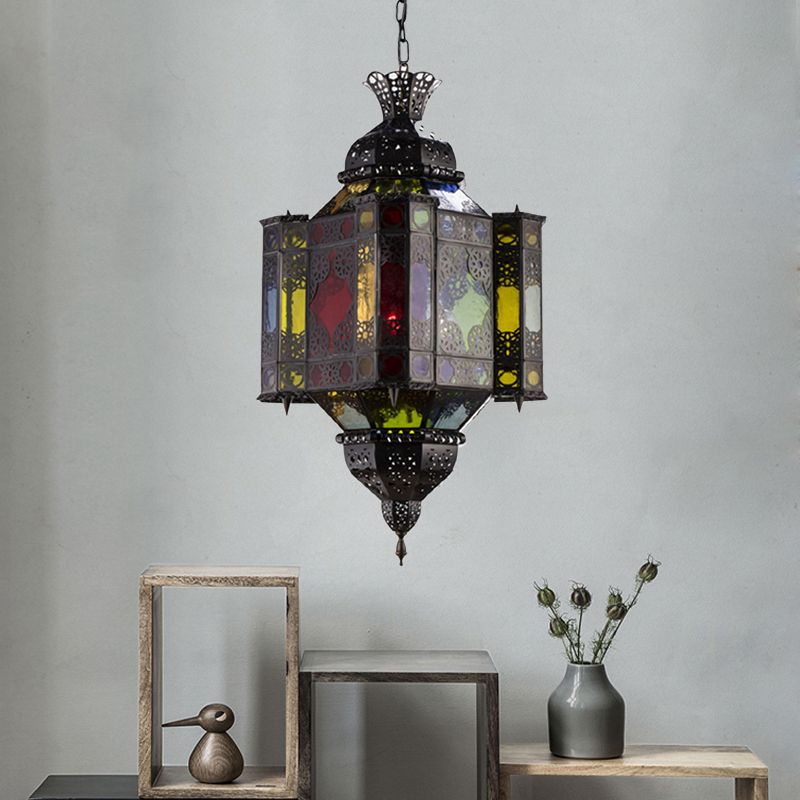Black 8-Light Pendant Lighting Arab Style Metal Castle Chandelier Ceiling Lamp for Living Room
