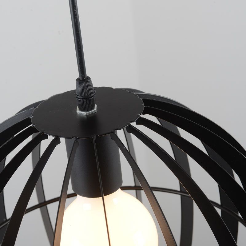 1-Light Hemisphere Pendant Lamp Factory Black Metal Hanging Light Fixture for Living Room
