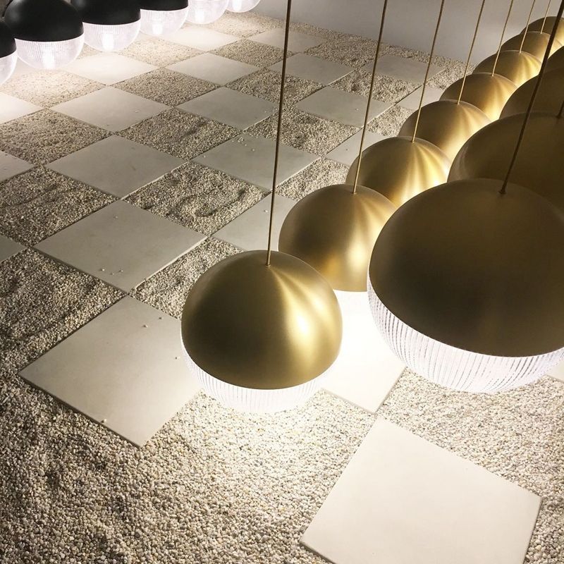 Metal 1 Light Pendant Light Mid-Century Modern Spherical Prismatic Glass Hanging Lamp