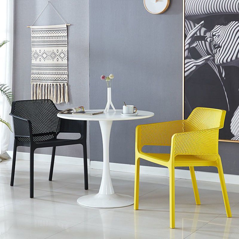 Contemporary Kitchen Dining Arm Chair Plastic Dining Armchair