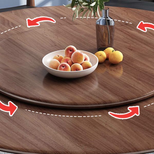 Round Table Solid Wood Table with Turntable for Home and Kitchen