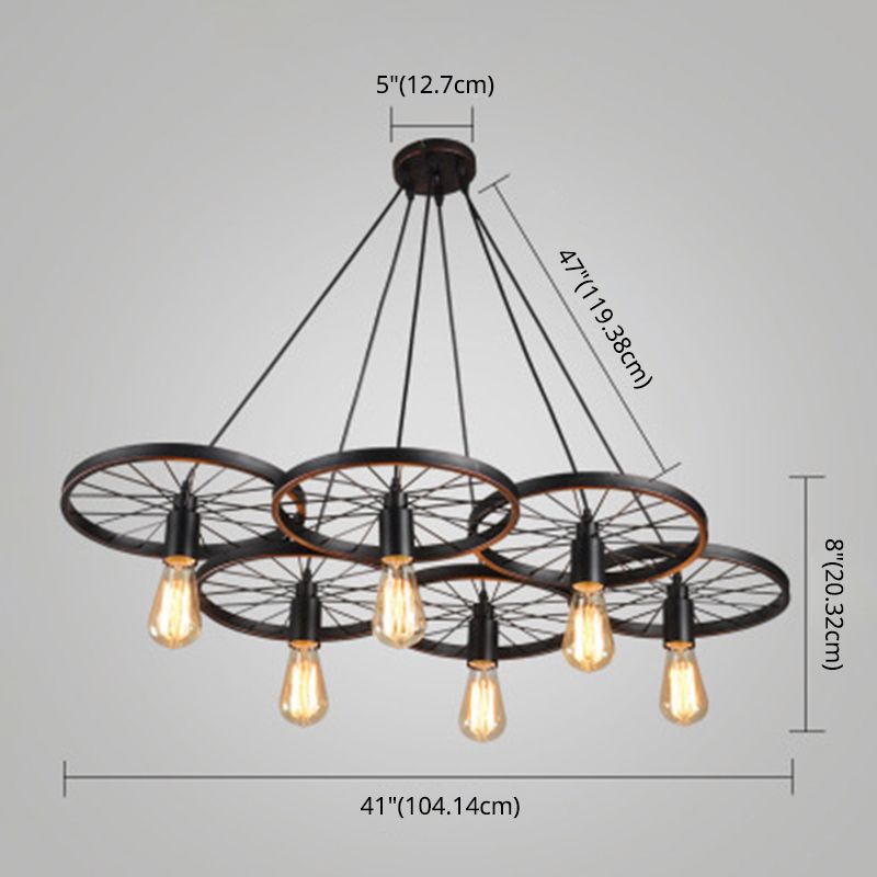 Wiel multi -light hangende industriële stijl metalen multiple lamp hangers voor restaurant
