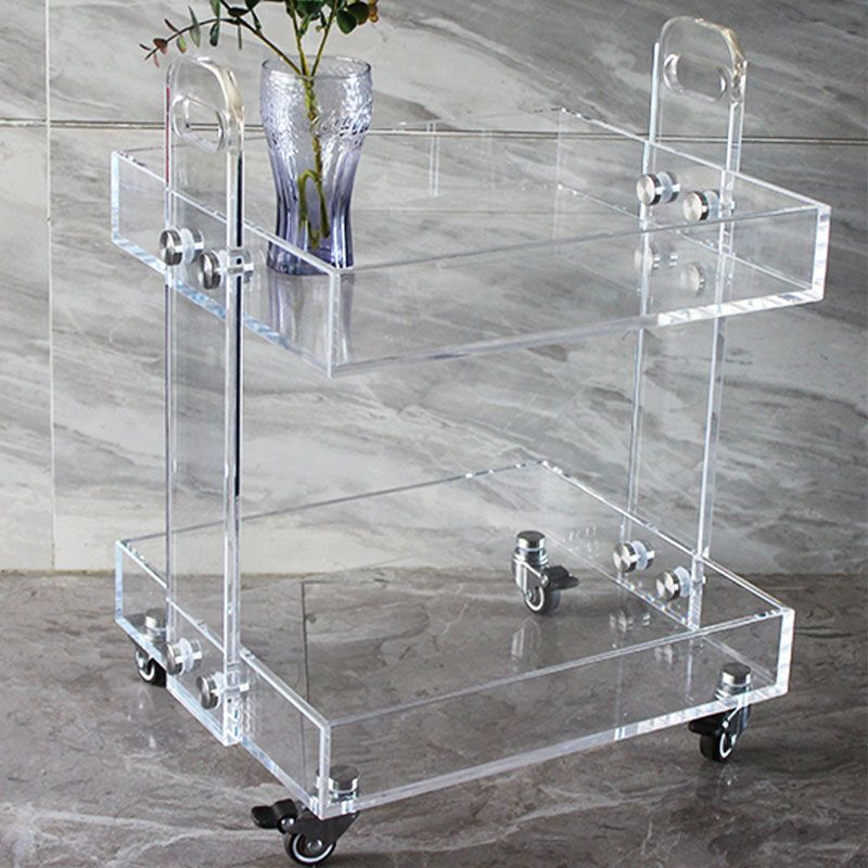 Ultra-Modern Plastic Rectangular End Table Double Tier Corner Table with Storage