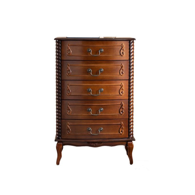 37.4'"Tall Brown Wooden Chest, Rectangle Accent Cabinet with Drawers