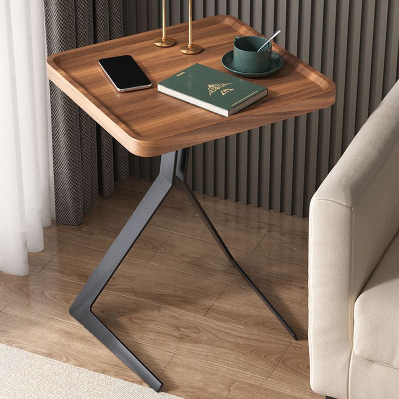 Metal and Wood Side Table Contemporary End Table for Living Room