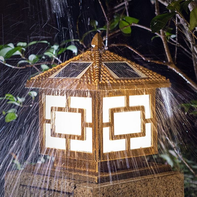 Contemporary Square Shape Waterproof Pillar Light with Metal for Courtyard