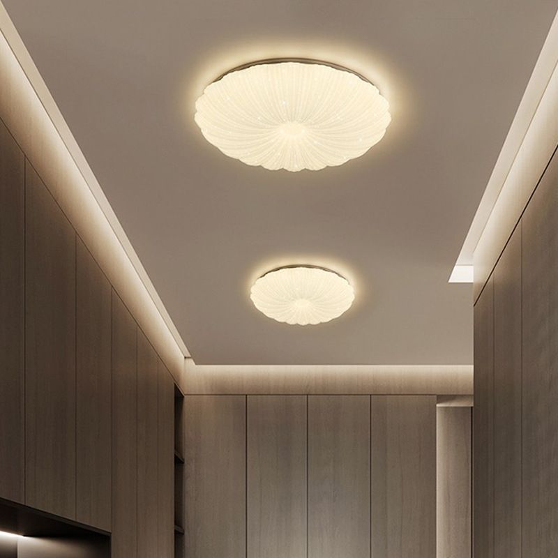 Metal Flush Mount Modern Circular Shape Ceiling Light with Acrylic Shade for Living Room