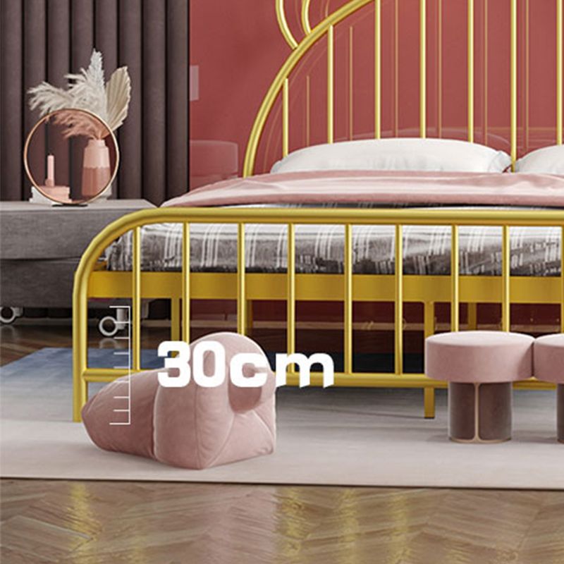Bear Ear Headboard Glam Bed Iron Frame with Footboard,Tall Clearance