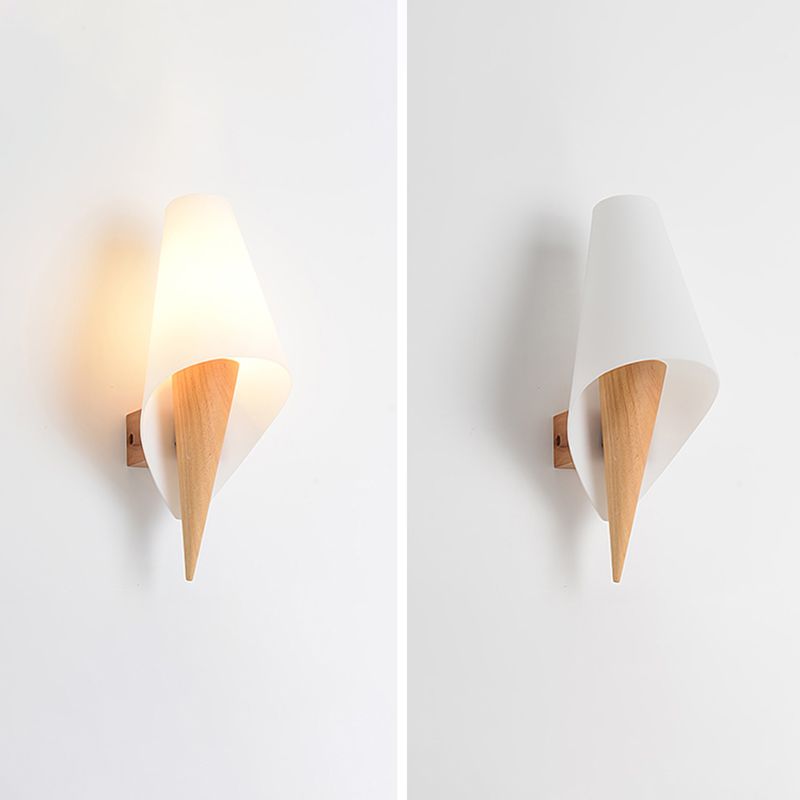 1-Light Wall Mount Light Modern Wooden Wall Sconce Lamp for Living Room(Plant not include)