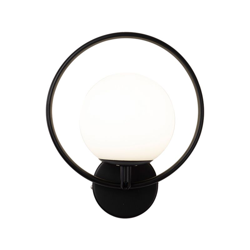 Modern Style Wall Mount Lamp 1-Light Spherical with Glass Shade for Bedroom